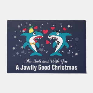 Paillasson Personalisé Christmas Sharks Funny Family