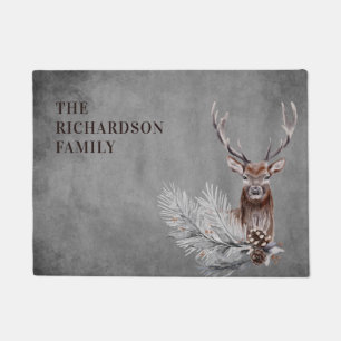 Paillasson Personalisé Rustic Grey Deer Chasse