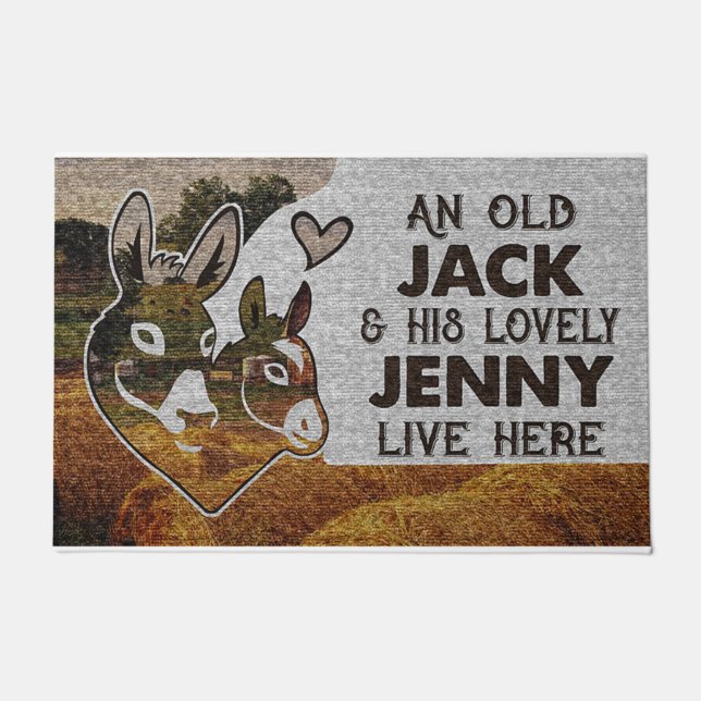 Paillasson Personalized Donkey Couple Old Jack Lovely Jenny  (Devant)