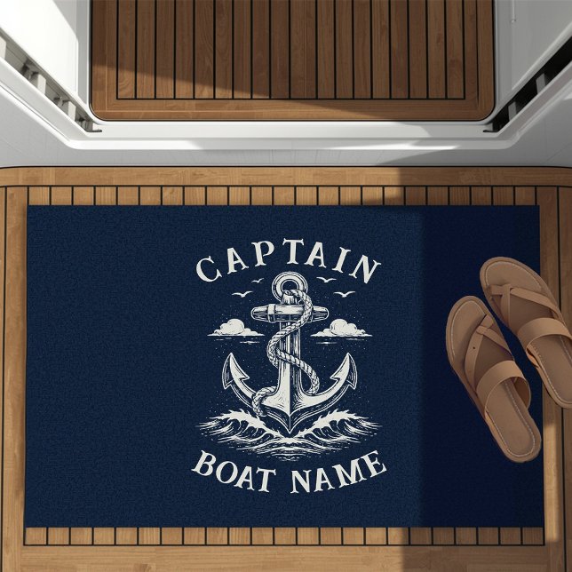 Paillasson Personalized Nautical Captain Boat Name Anchor (Créateur téléchargé)