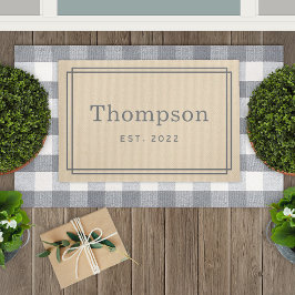 Paillasson Personnalisé Beige Grey Famille Nom Monogramme