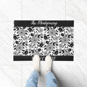 Paillasson Personnalisé noir blanc gris Shabby design chic