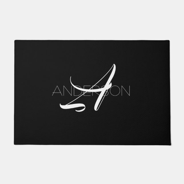 Paillasson Personnalisé noir blanc simple moderne (Devant)