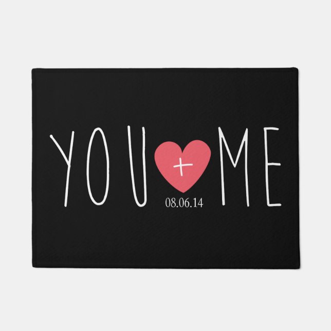 Paillasson Personnalisé You and Me Heart avec date Mariage (Devant)