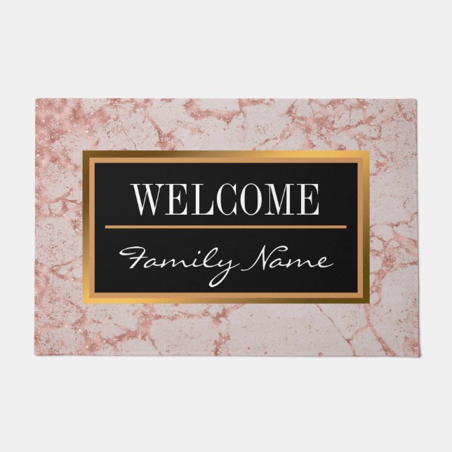 Paillasson Personnaliser en marbre Parties scintillant rose r (Devant)