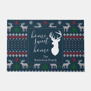 Paillasson Personnaliser Faux Tricot Motif Noël Famille