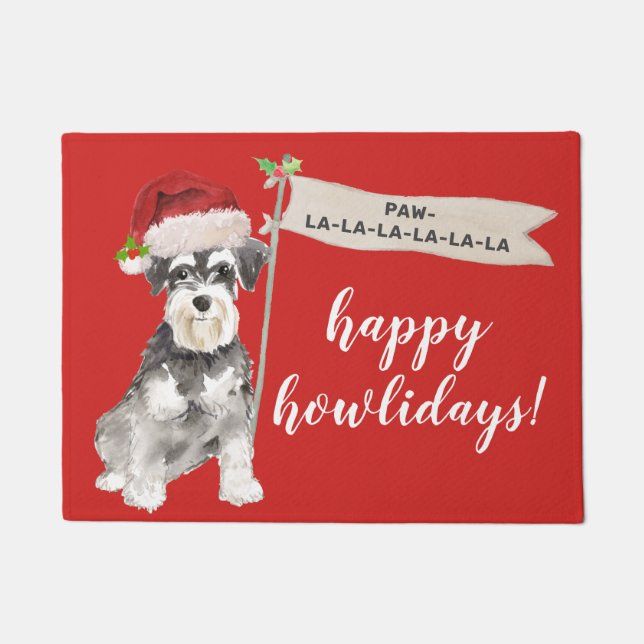 Paillasson Petit Schnauzer Chien de Noël Porte Mat (Devant)