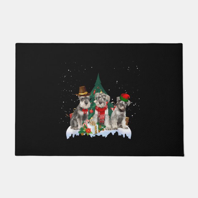Paillasson Petit Schnauzer de Noël chien (Devant)