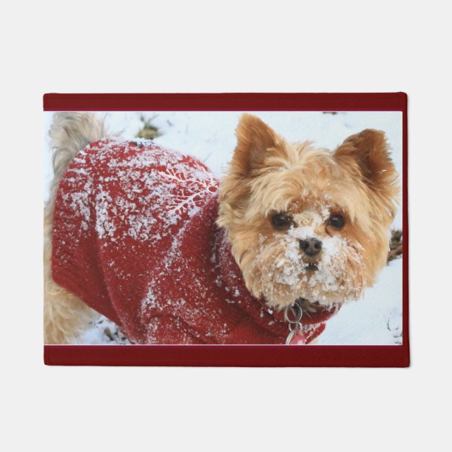 Paillasson Petit Yorkie en neige (Devant)