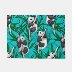 Paillasson Petits panda turquoise