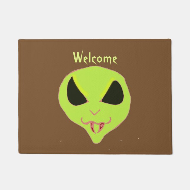 Paillasson Peur Alien Visage de bienvenue (Devant)