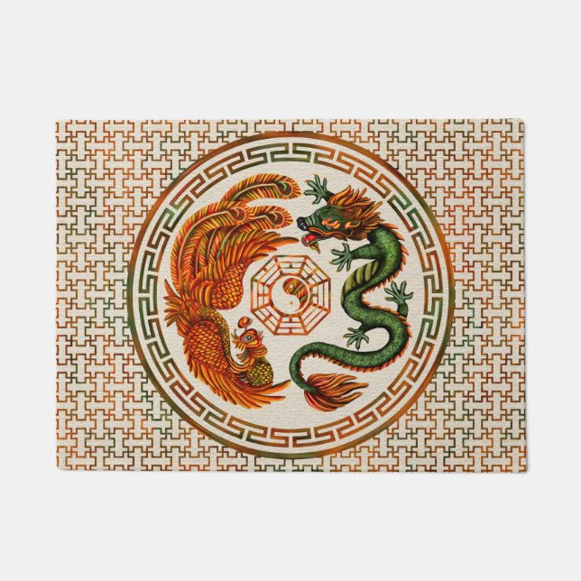 Paillasson Phoenix et Dragon avec bagua #3 (Devant)
