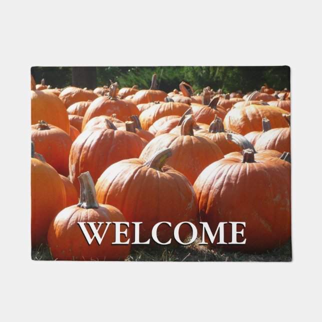 Paillasson Photo citrouille pour automne, Halloween ou Thanks (Devant)