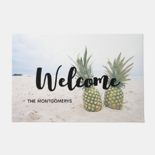 Paillasson Photo de 2 ananas sur un accueil de plage