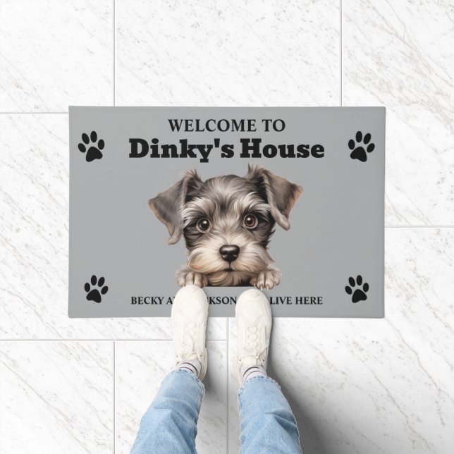 Paillasson Photo de Chien de Schanuzer Miniature Cute (Intérieur)