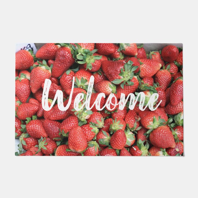 Paillasson Photo de Red Juicy Strawberries Welcome (Devant)