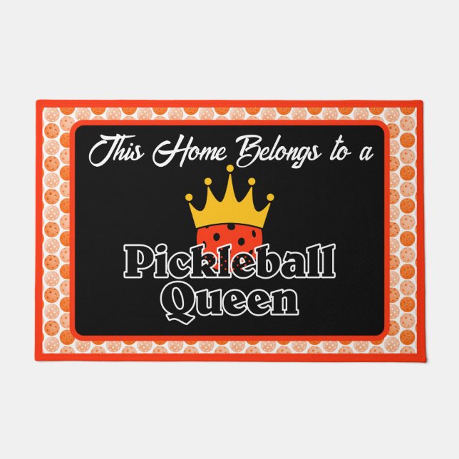Paillasson Pickleball Queen - Orange Pickleball portant Couro (Devant)