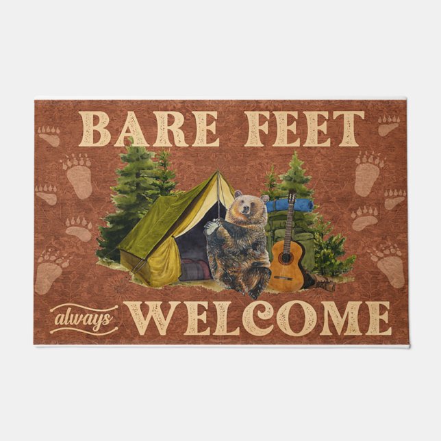 Paillasson Pieds nus - Porte d'accueil, mignonne Bear Go Camp (Devant)