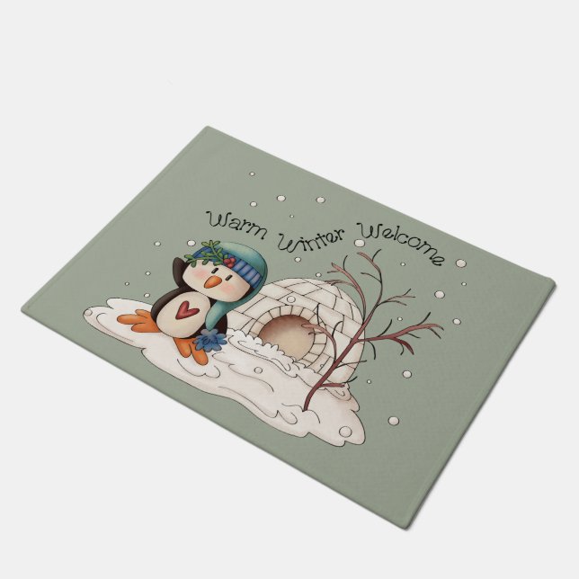 Paillasson Pingouin de Noël Pays Porte de vacances (Incliné)