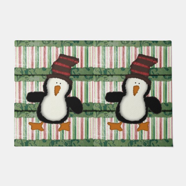 Paillasson Pingouin Stripe de Noël Matt Doormat (Devant)