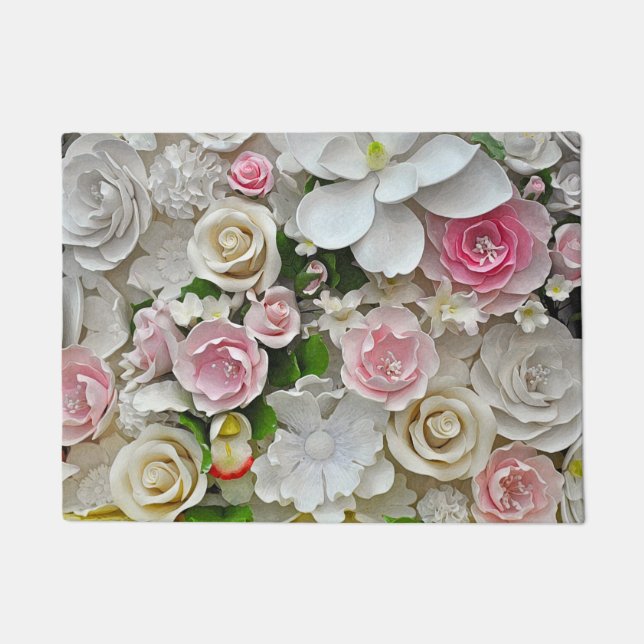 Paillasson Pink and white floral (Devant)