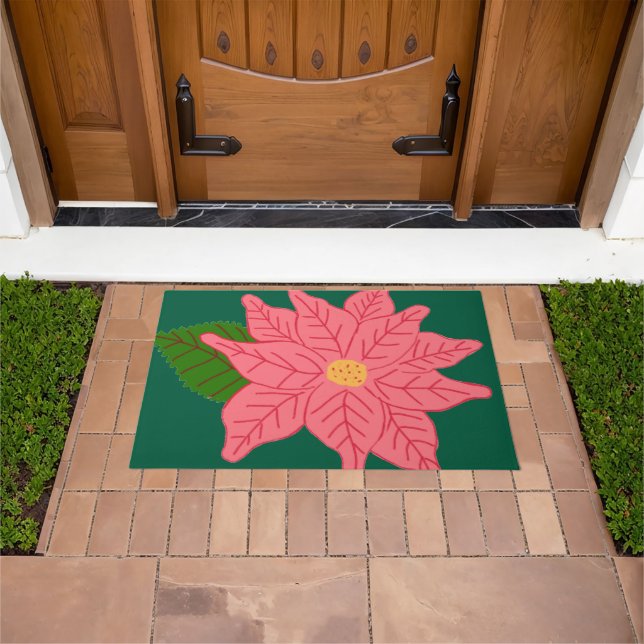 Paillasson Pink Christmas Poinsettia  (De plein air)