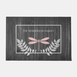 Paillasson Pink Dragonfly Rustic Personnalisé mat