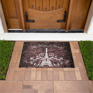 Paillasson Pink Eiffel Tower Grunge Porte personnalisée