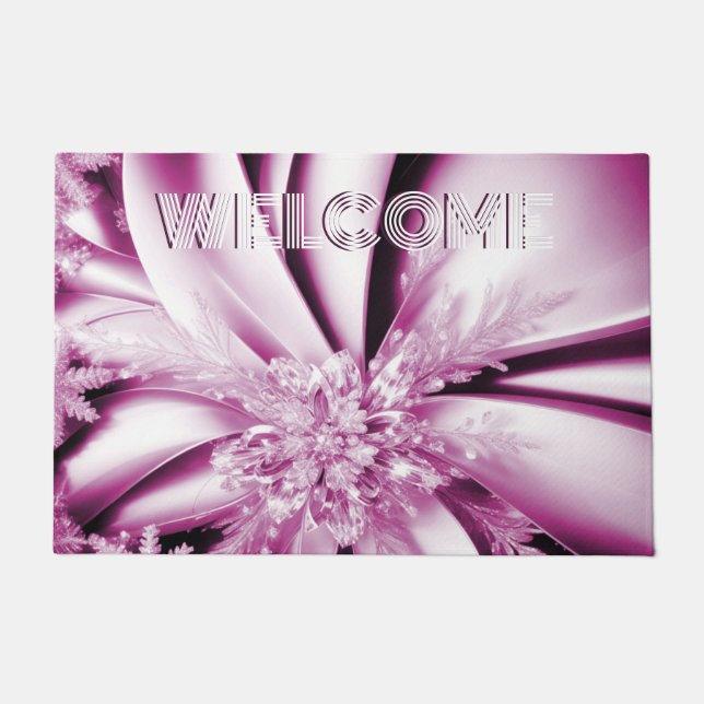 Paillasson Pink Floral Fêtes de Noël mat (Devant)
