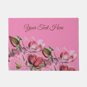Paillasson Pink Simple Professional Calligraphy Magnolias