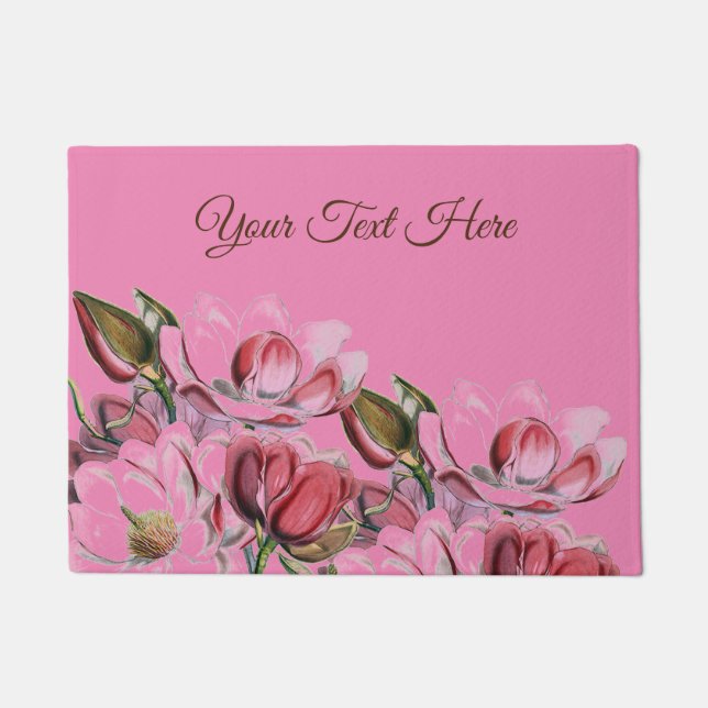 Paillasson Pink Simple Professional Calligraphy Magnolias (Devant)