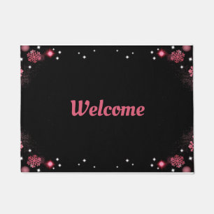 Paillasson Pink Snowflakes Design Bienvenue Personnaliser