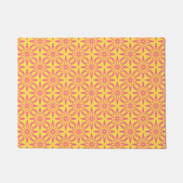 Paillasson Pink Yellow Flower Seamless Pattern (Devant)