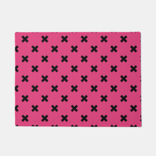Paillasson Piqûres de croix noire sur fuchsia