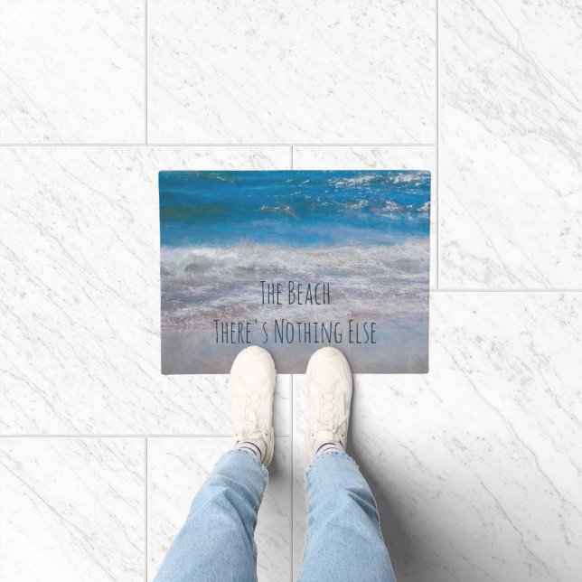 Paillasson Plage Bleu Blanc Côtier Tropical Vagues Océaniques (Intérieur)