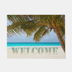 Paillasson Plage, Océan, Palm, Bienvenue