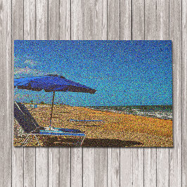 Paillasson Plage Scène Seascape Chaises Parapluies Pointillis