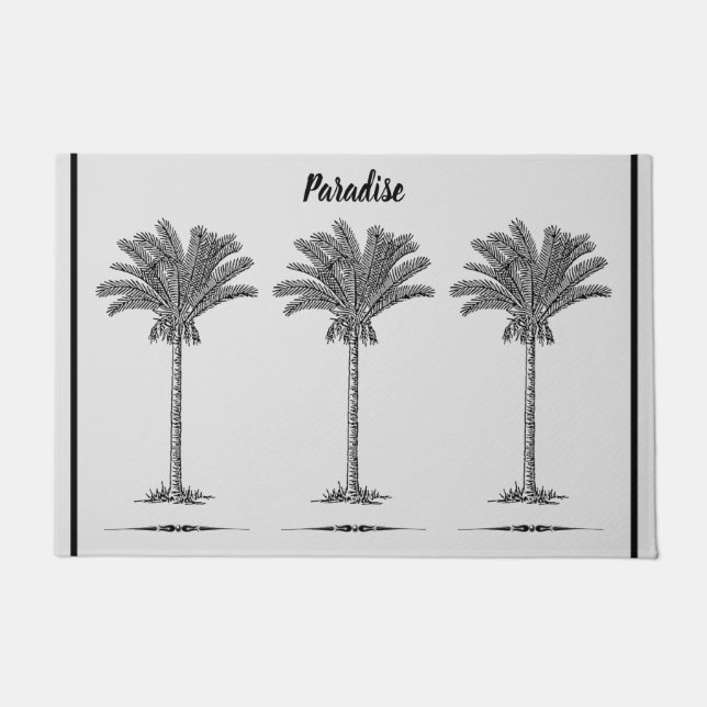 Paillasson Plage simple et élégante des palmiers tropicaux (Devant)