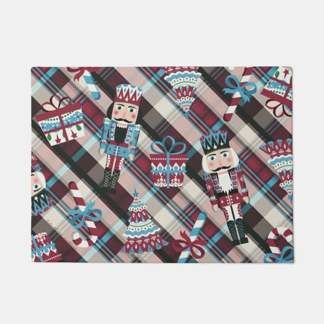 Paillasson Plaid Blue Burgundy (Devant)