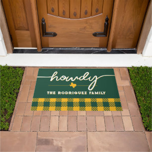 Paillasson Plaid Buffalo de Howdy, vert foncé et or