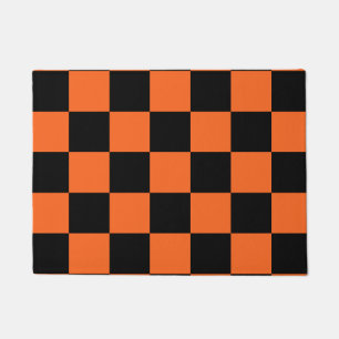 Paillasson Plaid de contrôle du bison orange et noir