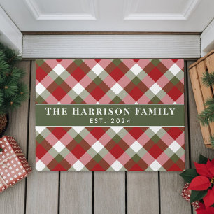 Paillasson Plaid de Noël personnalisé au nom de famille