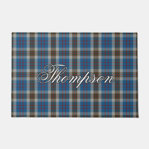 Paillasson Plaid de tartan écossais de gris bleu de Thompson