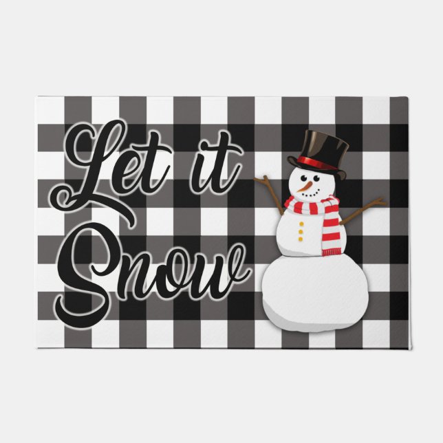 Paillasson Plaid Let It Snow Snowman Porte Mat (Devant)