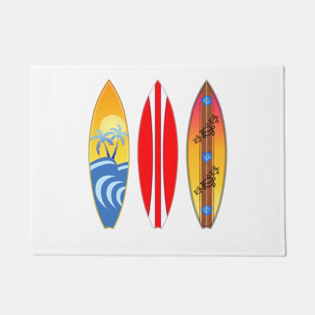 Paillasson Planches de surf vintages surfant (Devant)