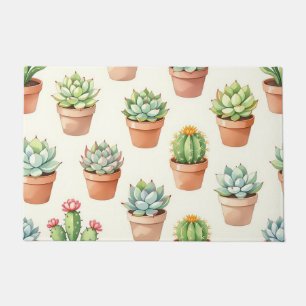Paillasson Plantes grasses motif sans couture Pots en terre c