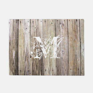 Paillasson Plaques en bois rustique avec Monogramme Chic Shab