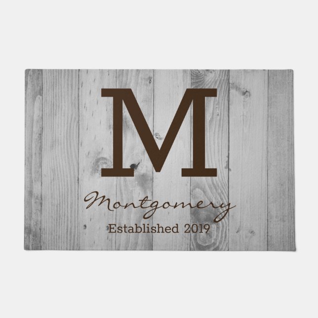 Paillasson Plaques en bois rustique Gris Gris Personnalisées (Devant)