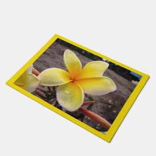 Paillasson Plumeria Jaune Personnalisée - Frangipani Porte Ma