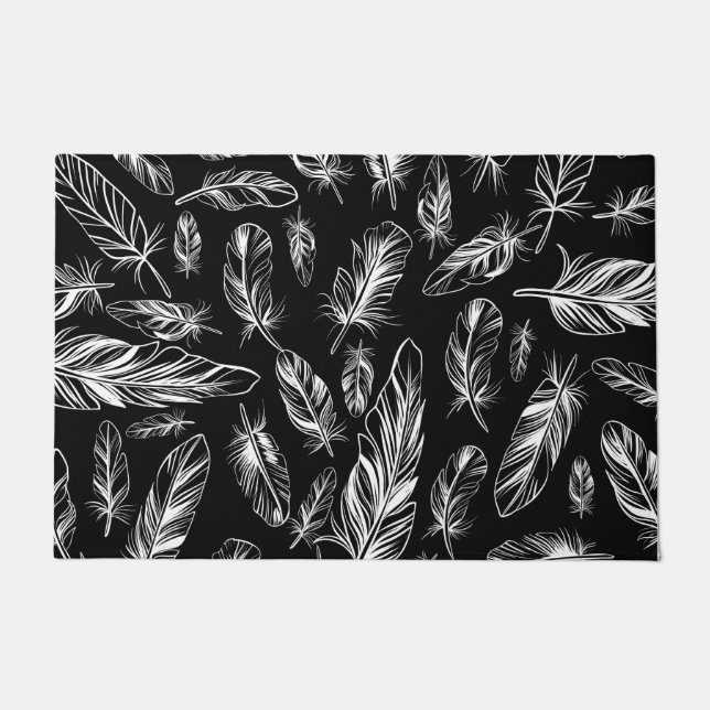 Paillasson Plumes noires et blanches (Devant)